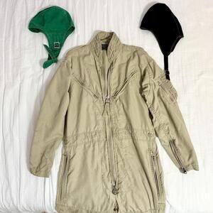 Vintage Buaer US Navy Coveralls 1940’s With 2 Skull Caps 40 Short Khaki Jumpsuit